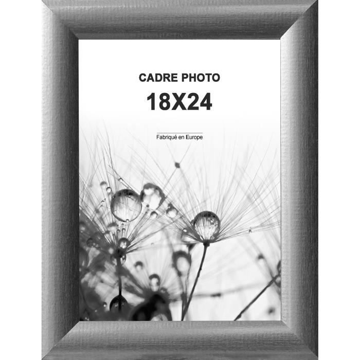 Cadre photo Athènes - 18x24 - Argent strié - Moulure 30x12mm