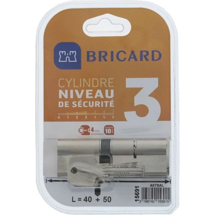 BRICARD ASTRAL 15691 Cylindre 4050 mm double entree laiton nickele