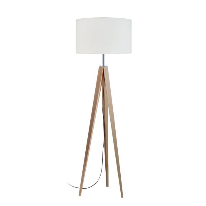 IDUN Trépied de lampadaire en bois massif pour lampadaire 50x163 cm naturel