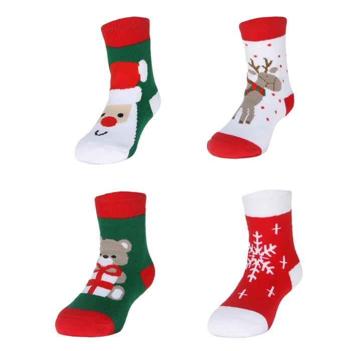 EOZY Lot de 4 Paires Chaussettes de Noël Bébé Enfant Chaud - Achat