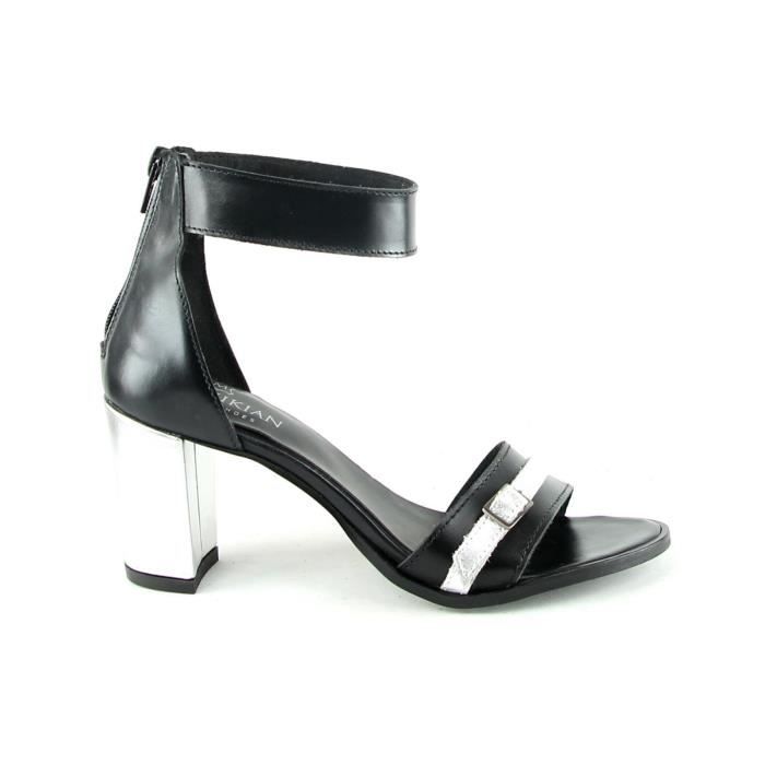 Argent Gris En Cuir Achat À Unique Sandales Talon 0knOPX8w