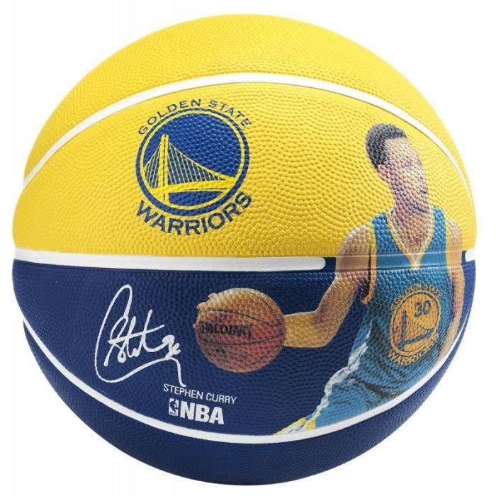 SPALDING Ballon de basket-ball NBA Player Stephen Curry - Jaune et bleu - Taille 7