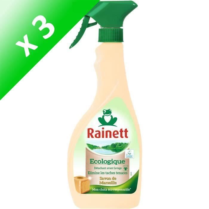 RAINETT Détachant Universel Avant Lavage Ecolabel Savon de Marseille - Spray 500ml (Lot de 3)