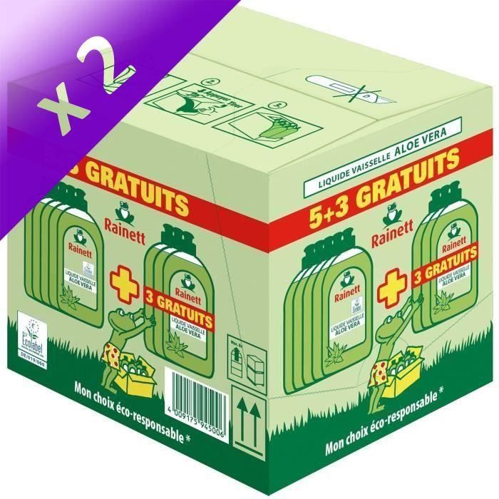 RAINETT Liquide vaisselle AlŒ Vera 500 ml - 5 + 3 gratuits (Lot de 2)