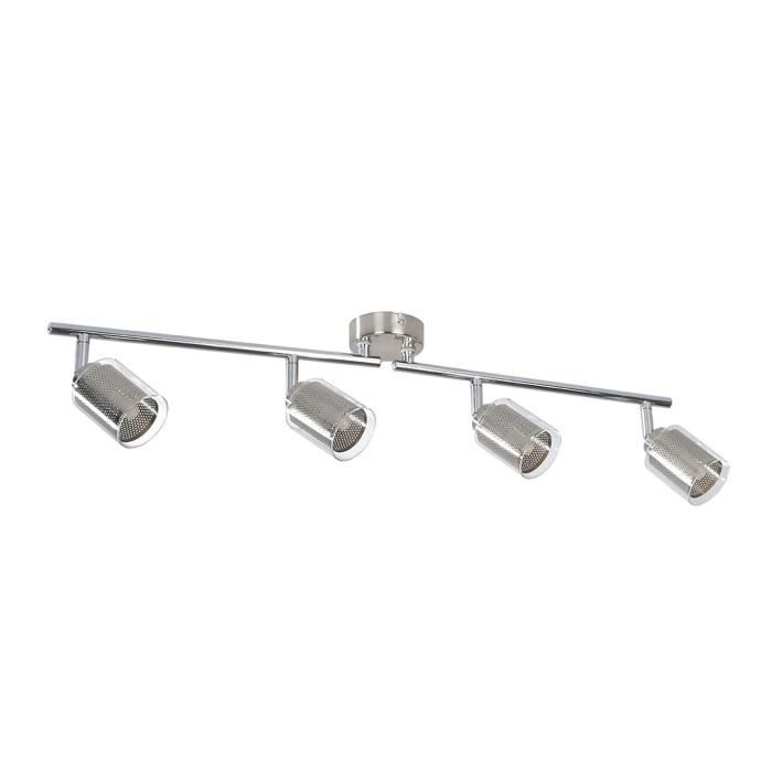 FUZO Spot 4 lumières LED - L 69,5 x H 11 cm - Gris alu brossé