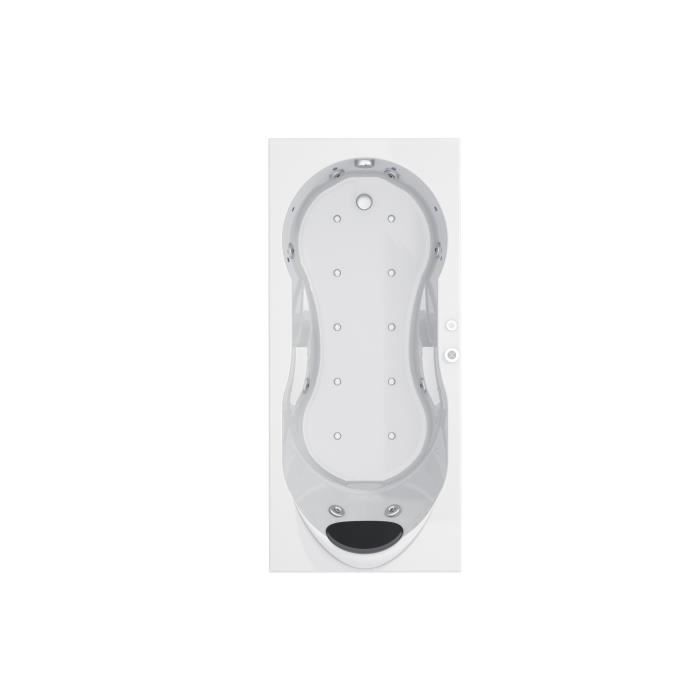 AQUAVITA Baignoire Balnéo Beaulieu 180x80cm avec tablier façade à 6 Leds