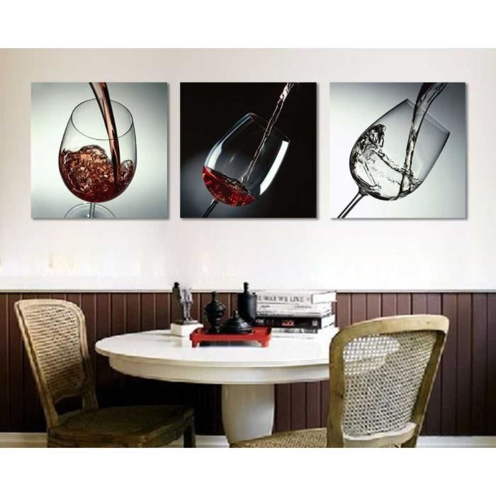 3p Moderne Cuisine Toile Peintures Rouge Vin Tasse Bouteille Mur Art