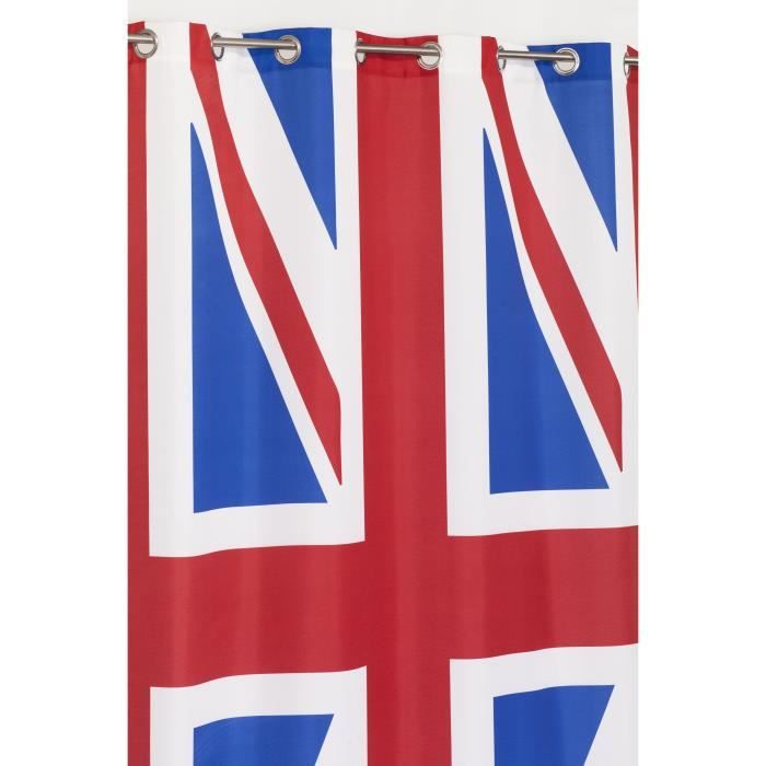 Rideau ENGLAND 8 Œillets - Rouge - imprimé UK - 140 x 245 cm