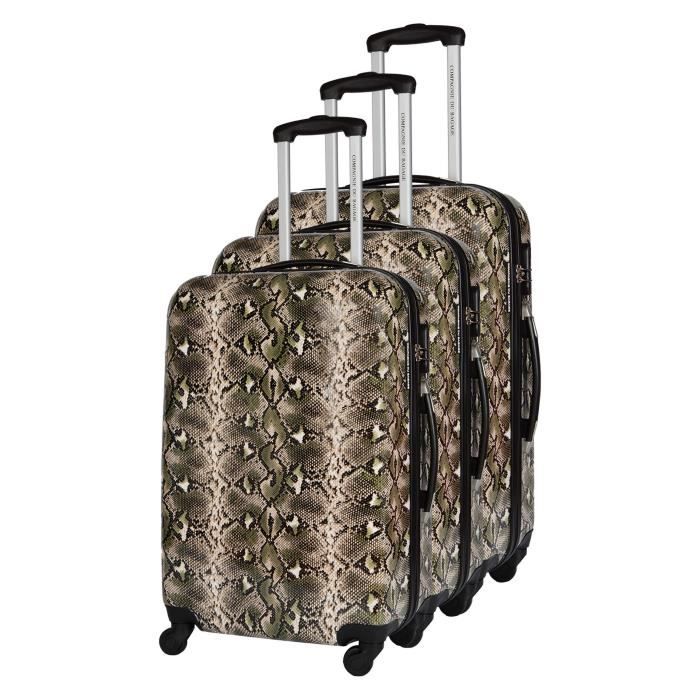 CDB Set de 3 Valises Rigides ABS et Polycarbonate 4 Roues 51-61-71 cm Aspect serpent