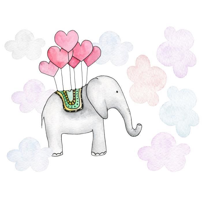 NAF NAF Stickers Flying Elephant Décoration Chambre Bébé
