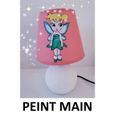 Clochette Petite Lampe Pied Fille Main Peint Ceramique Chevet Fee Fc31ulKJT