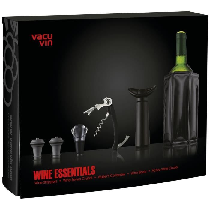 Vacu Vin Coffret accessoires vin Essentiels - Noir