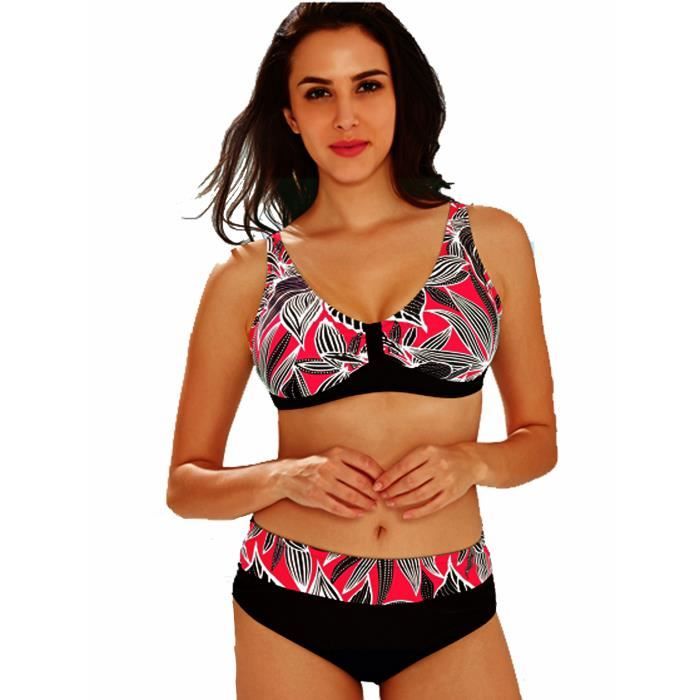 Maillot de Bain Femme 2 Pièces Bikini Grande Taille Rouge