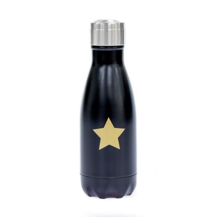 YOKO DESIGN Bouteille isotherme Star double paroi 260 ml noir étoile dorée