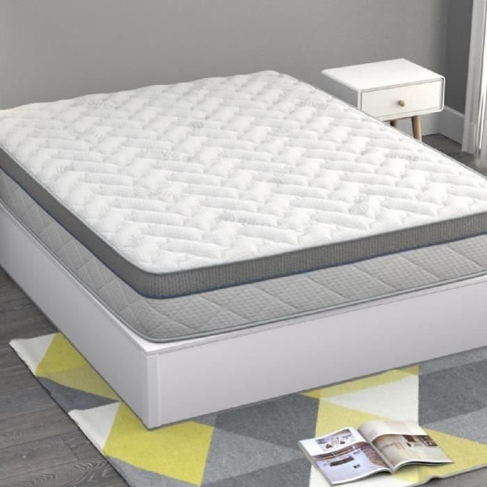 OLYMPE LITERIE Matelas + sommier 90x200 - Mousse HD 28kg/m3 + mémoire de forme 60kg/m3 Ergosoft ® - Equilibré - AURA