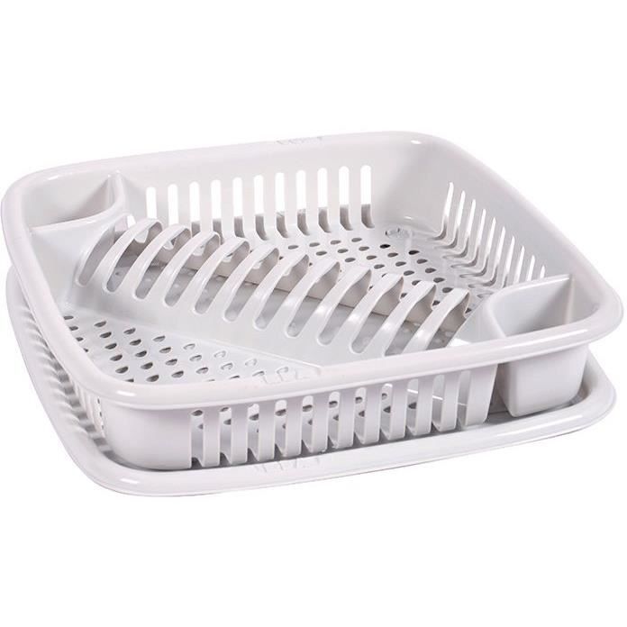 Egouttoir vaisselle avec plateau - petit modèle - blanc cérusé