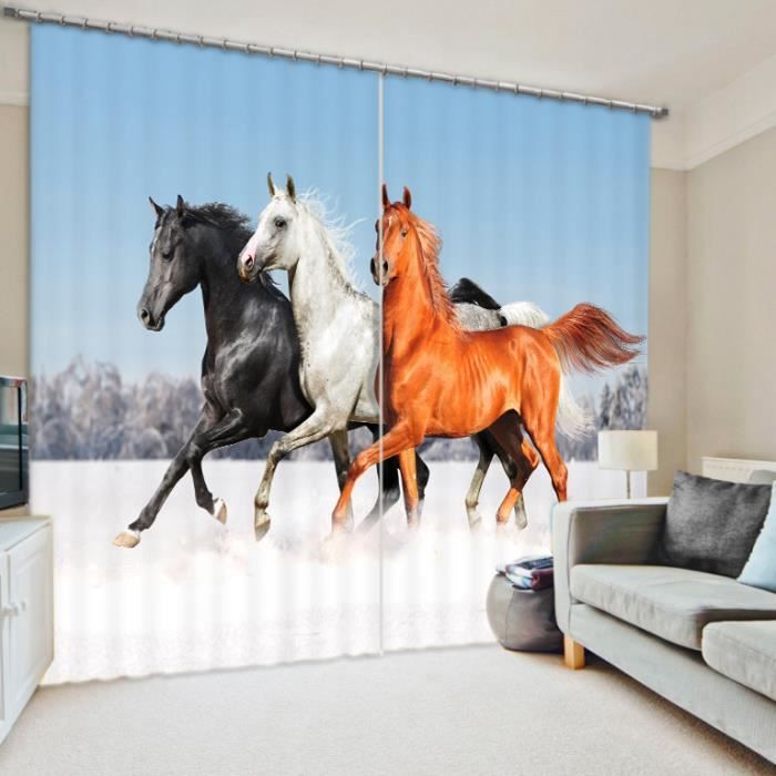 Rideaux trois chevaux sont en train de courir 3D effect l\'ombrage ... Rideaux trois chevaux sont en train de courir 3D effect l\'ombrage ...