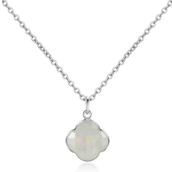 CAPUCINE Collier argent/Pierre de Lune Arc-en-Ciel
