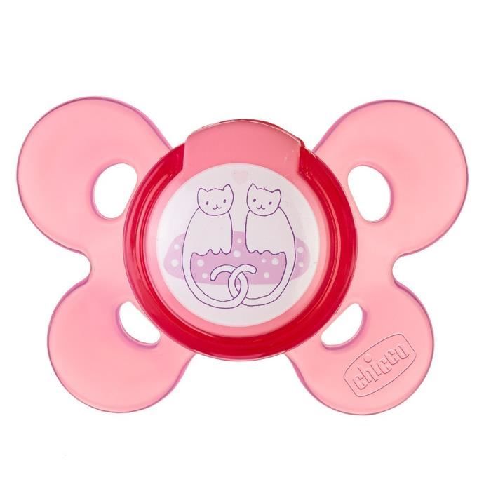 CHICCO Sucette Physio Comfort Caoutchouc - Boîte stérilisable - Rose - 6-12m