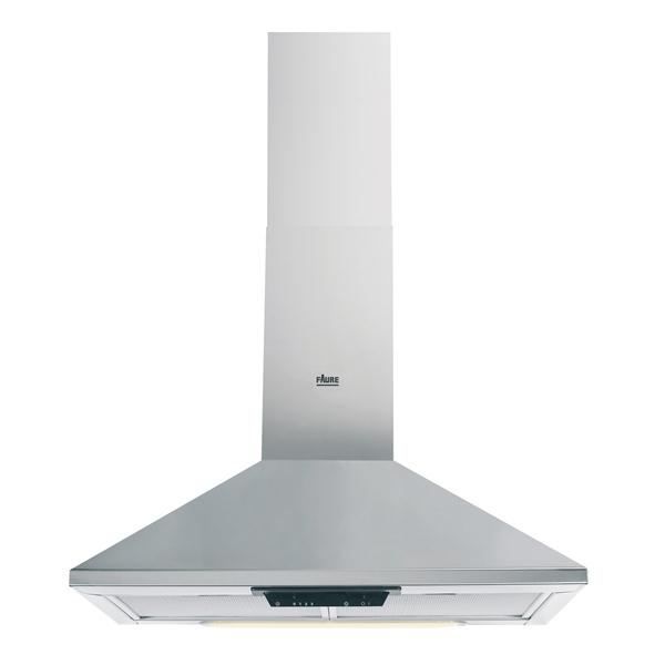 FAURE FHC60131X - Hotte murale - Evacuation / Recyclage - 368 m3 air / h max - 61 dB max - 3 vitesses - L 60 cm - Inox