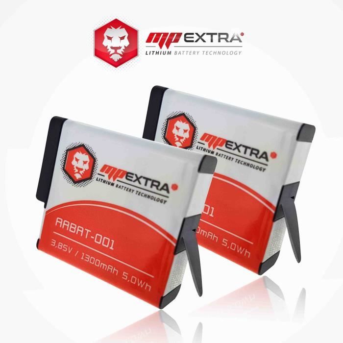 2 x batteries + chargeur pour GoPro hero 5 - MP EXTRA® pour Go Pro hero 5