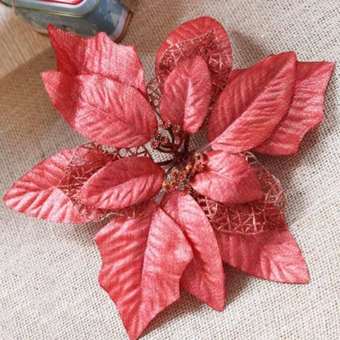 Pendentif De Décoration Darbre De Noël De Fleur Artificielle De Noël Rouge