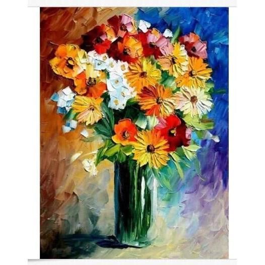 Tableau Déco Peint à La Main Toile Couteau à Palette Fleur