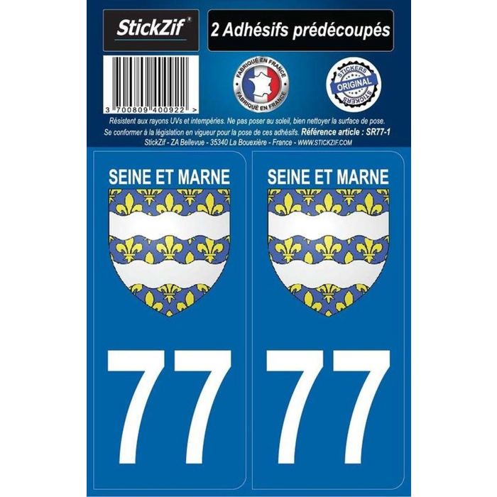 STICKZIF 2 Autocollants Région Département 77 Version 2 SR77-1