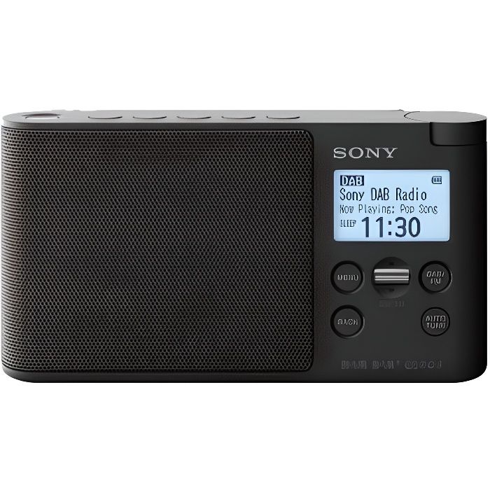 SONY - Radio portable DAB/DAB+ - Prereglages directs - Reveil et mise en veille programmable - Noir