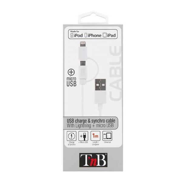 TNB Câble USB de charge Lightning - Blanc