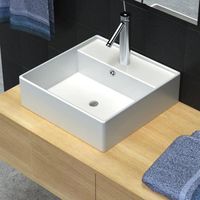 LAVABO - VASQUE vidaXL Luxueuse vasque céramique carrée avec trop LAVABO - VASQUE vidaXL Luxueuse vasque céramique carrée avec trop