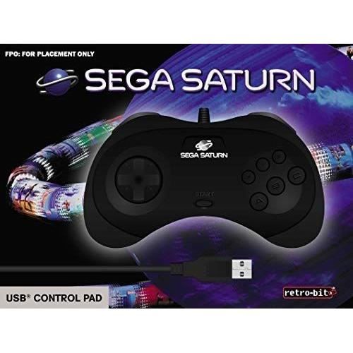 Manette filaire noire Retrobit SEGA Saturn Connexion USB