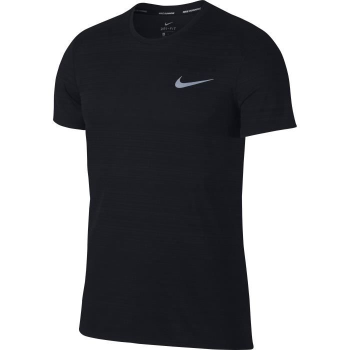 NIKE T-Shirt manches Courtes Dry Miler - Homme - Noir