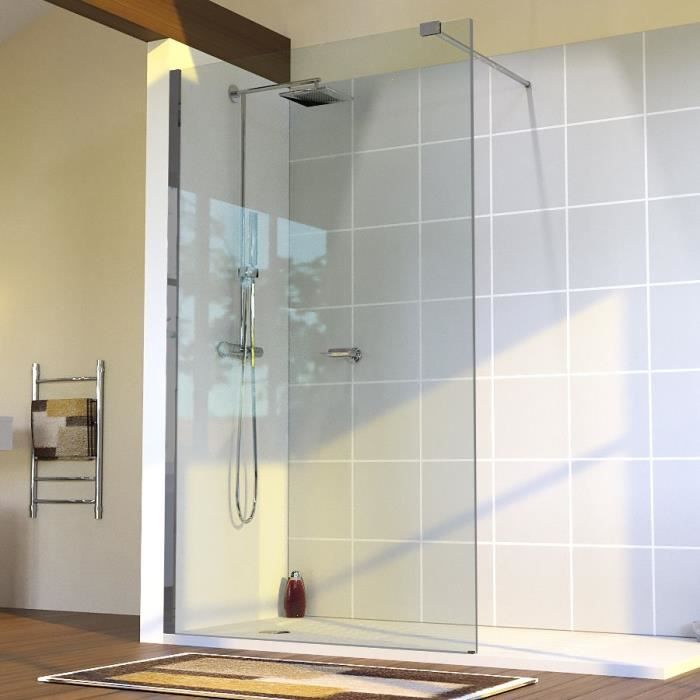 CREAZUR Paroi de douche italienne fixe Sturdy - 100 x 200 cm - Verre trempé 10 mm