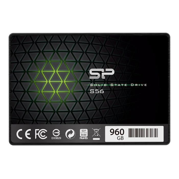 SILICON POWER SSD SATAIII TLC S56 960 GB 7mm 25 Noir Phison controller 3D TLC NAND