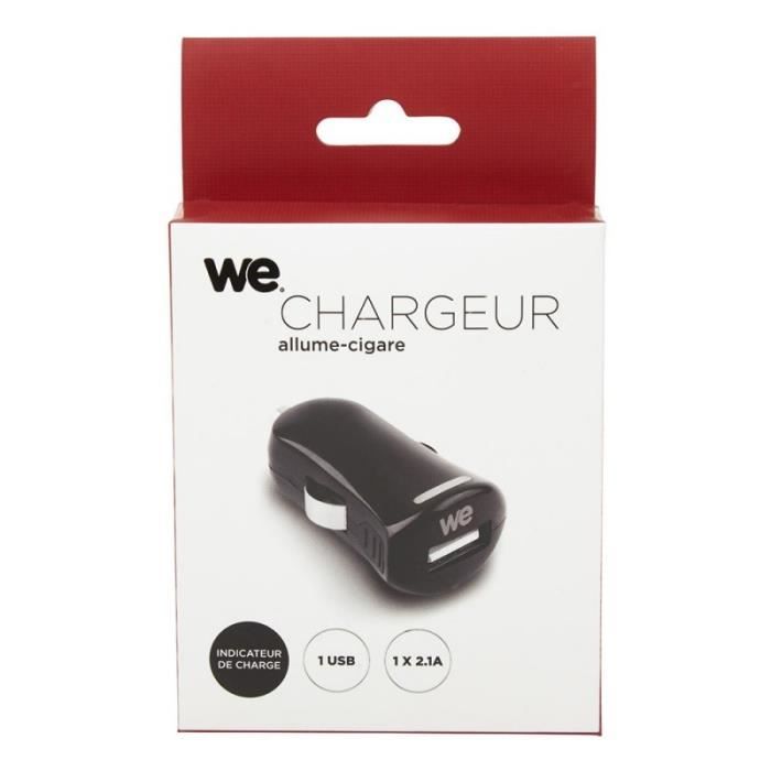 WE Chargeur allume-cigare USB 1 port - Format mini - Noir
