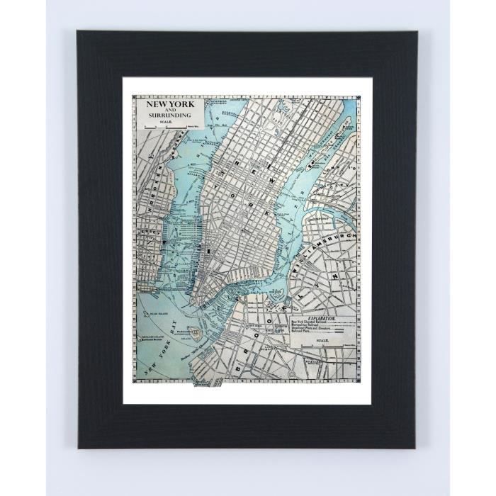Image encadrée New York Map - 57 x 77 cm