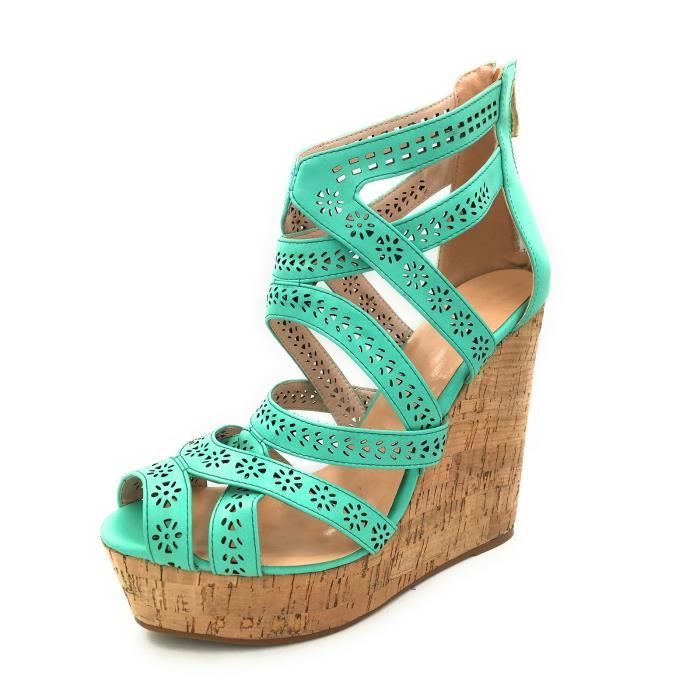 Chaussures 3cv36z Pumps Taille De Toe Criss Sandales Ouvert Femmes Lacets Talon Platform À 38 Bois Cross Haut Compensé 0UqFF