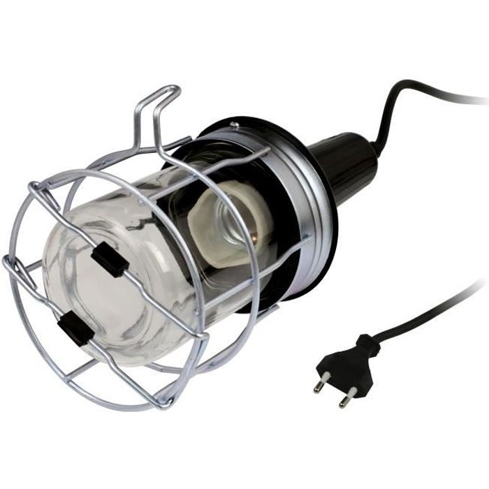 ZENITECH Baladeuse métal filaire 5m 60W pour ampoule E27
