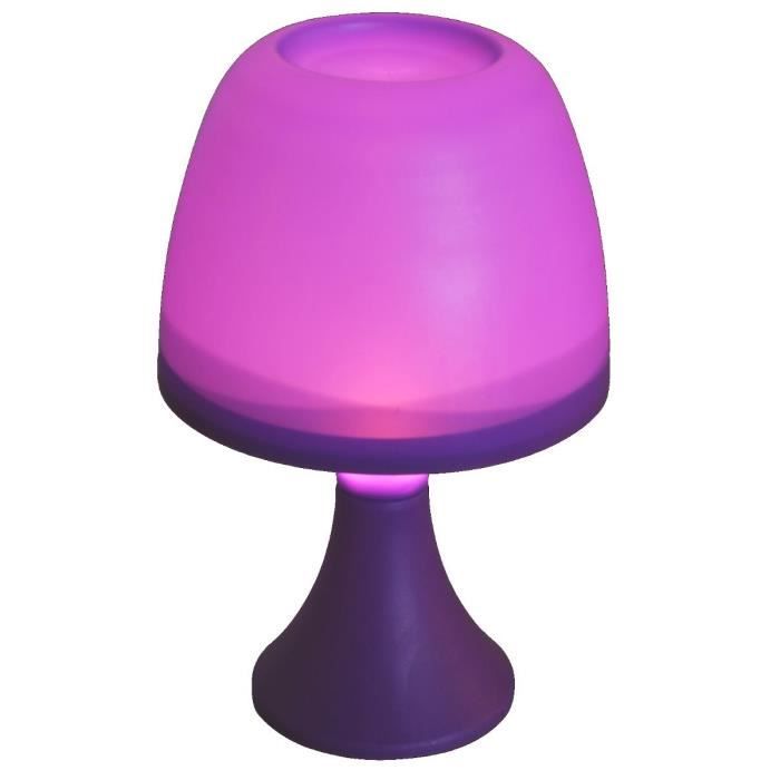 HOMEA Lampe De Table En Plastique A Piles O16*H25Cm Prune