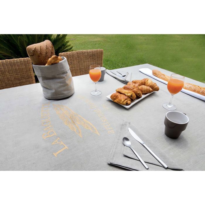 SOLEIL D'OCRE Nappe rectangle Baguette - 140x240 cm - Gris et or