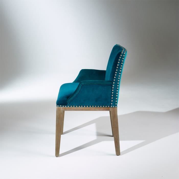 Fauteuil de table, KENZA, velours Bleu Canard - Achat ...