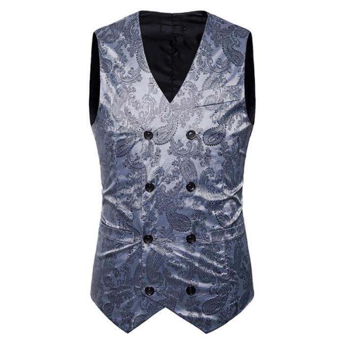 Costume Hommegilet Costume Veste Blazer Foil Paisley Printed Marque Luxe Slim Fit Elegant Manteau Mariage Blouson Homme