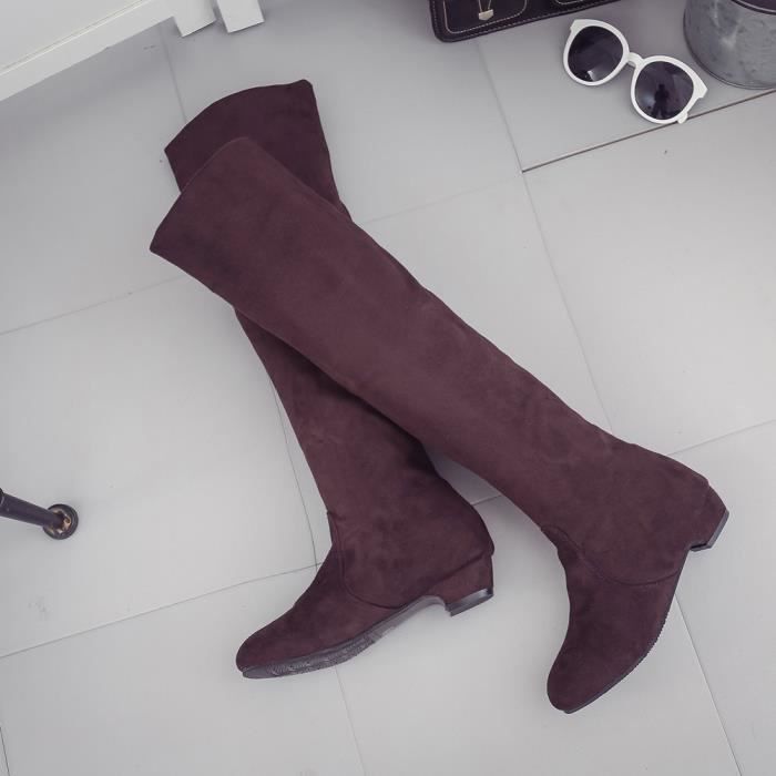 Long Automne Femmes Bottes Suede Marron Plates D'hiver Court Cavalières ppCW6g