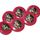 Lot de 6 boutons plastique rouge et métal doré têt