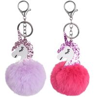PORTE-CLÉS 2pcs Porte Clés Peluche Licorne avec Pompon Boule PORTE-CLÉS 2pcs Porte Clés Peluche Licorne avec Pompon Boule