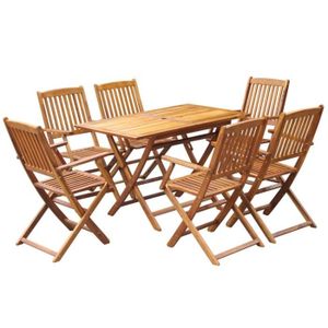 Mobilier de jardin 7 pcs Bois d\'acacia massif - 43379 Brun - Achat ... Mobilier de jardin 7 pcs Bois d\'acacia massif - 43379 Brun - Achat ...