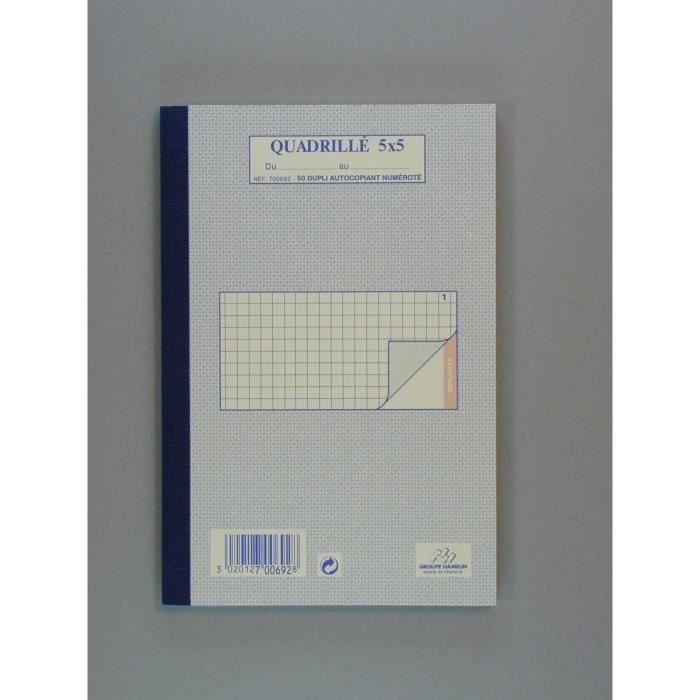 50 Feuilles de facture autocollantes - 21 cm x 14,8 cm x 0,9 cm - Petits carreaux
