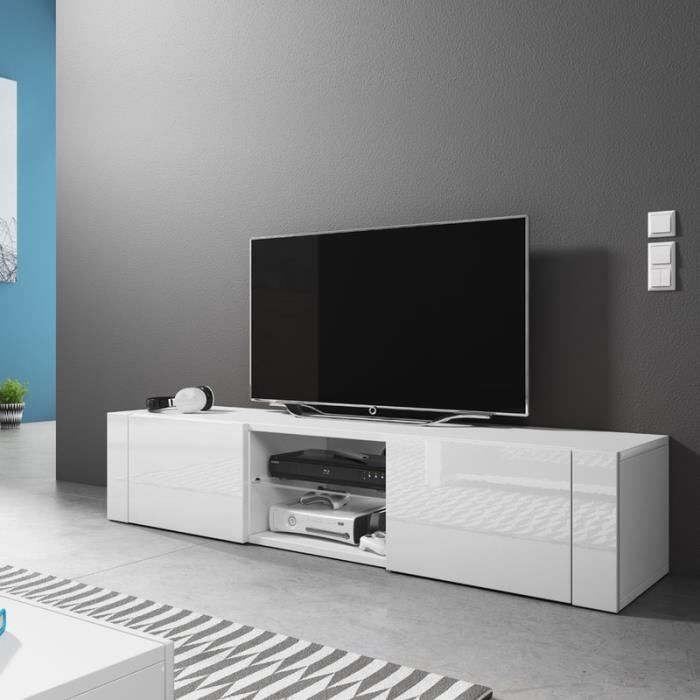 Attractive Meuble Tv Blanc Brillant #4: MEUBLE TV Meuble Tv Elégant Blanc Mat / Blanc Brillant SANS Attractive Meuble Tv Blanc Brillant #4: MEUBLE TV Meuble Tv Elégant Blanc Mat / Blanc Brillant SANS