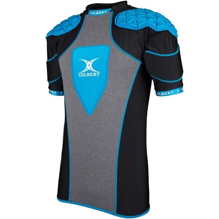 GILBERT Sous-maillot de rugby renforcé TRIFLEX XP3 - 7 zones de protection - Enfant - Noir / Gris / Bleu